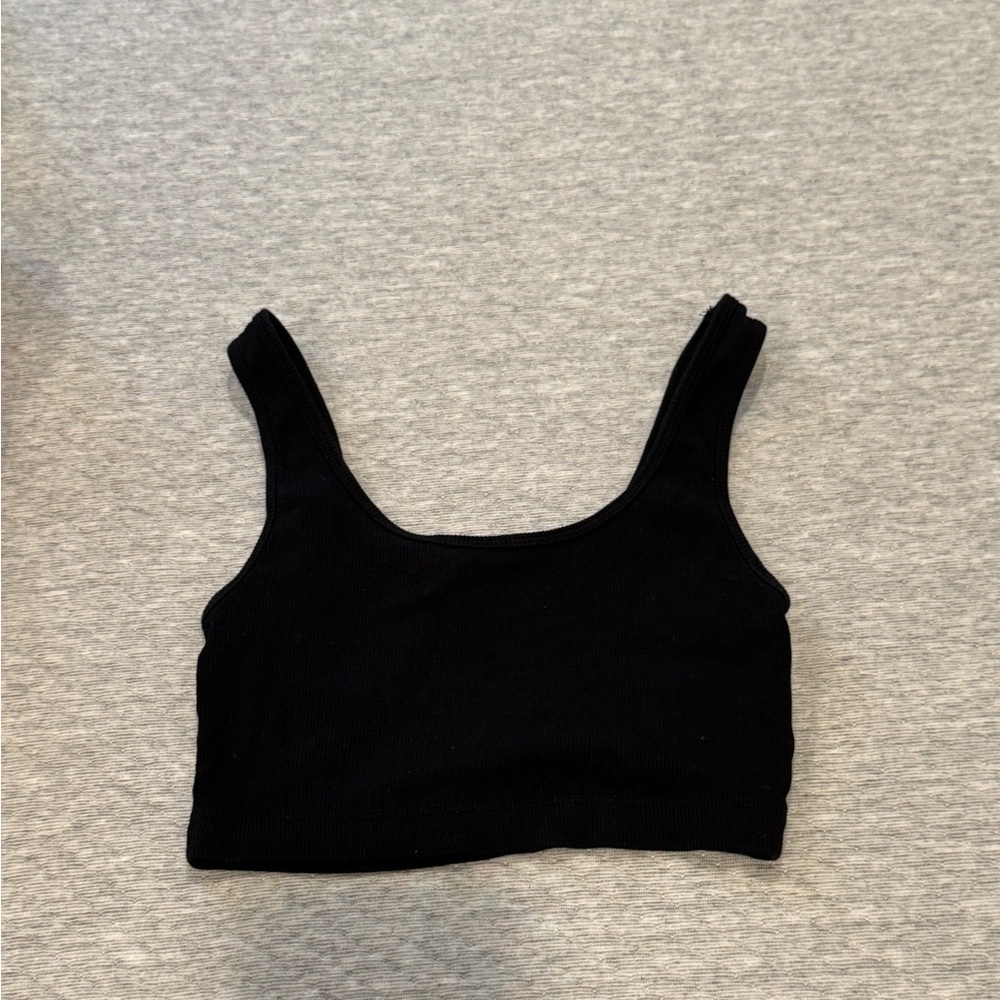 H&M Black Fitted Cropped Tank Top